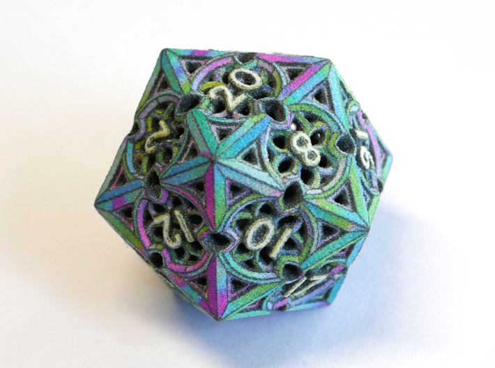 Gothic Rosette d20 (Stained Glass) 3d printed