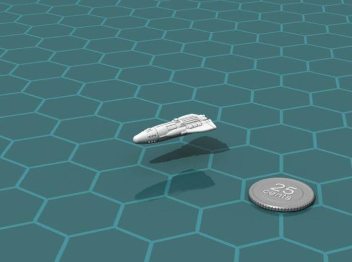 Triumvirate Cruiser 3d printed Render of the model, with a virtual quarter for scale.