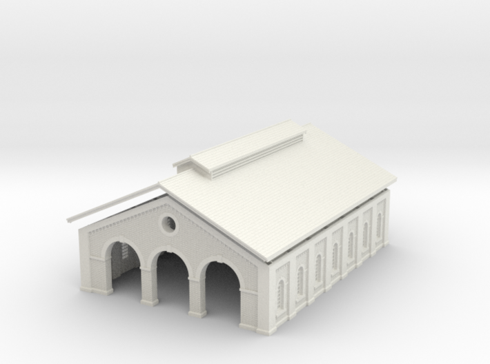 Engine Shed [3 track x 7] with sep Roof 1:87 Scale 3d printed