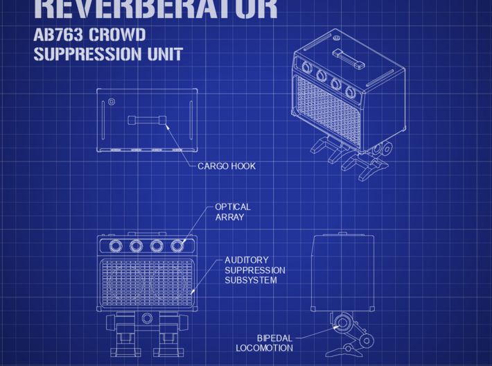 Reverberator Mk 1 audio assault droid 3d printed artwork