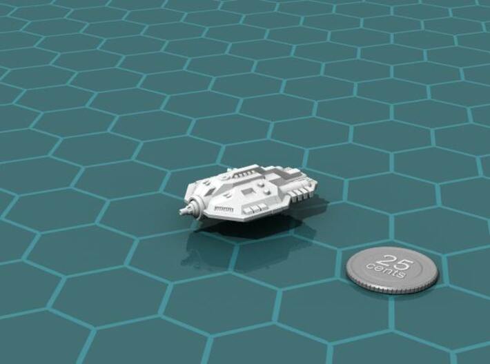 Unification Dreadnought 3d printed Render of the model, with a virtual quarter for scale.