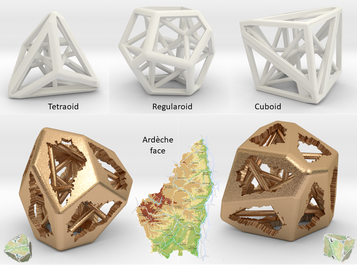 Skew Dodecahedron (D12), Ardechoid cuboid 3d printed Skew D12
