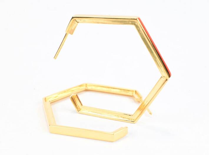 Hexagon Loop Stud Earrings 3d printed