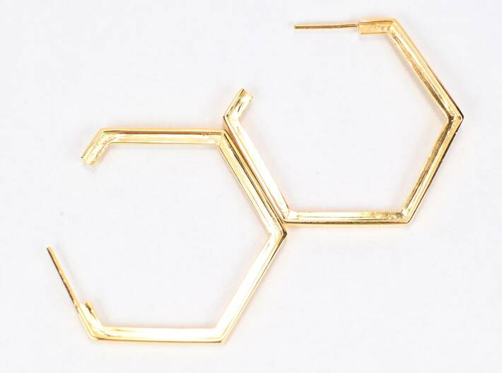Hexagon Loop Stud Earrings 3d printed 