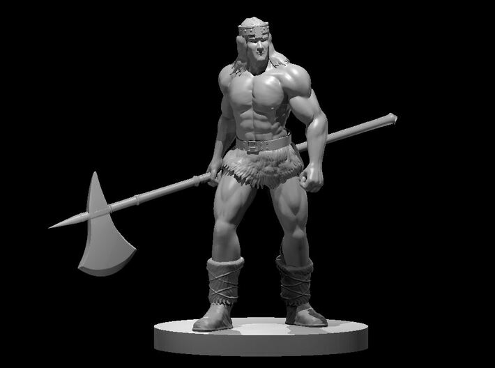 Human Male Barbarian 8 with Halberd 3d printed
