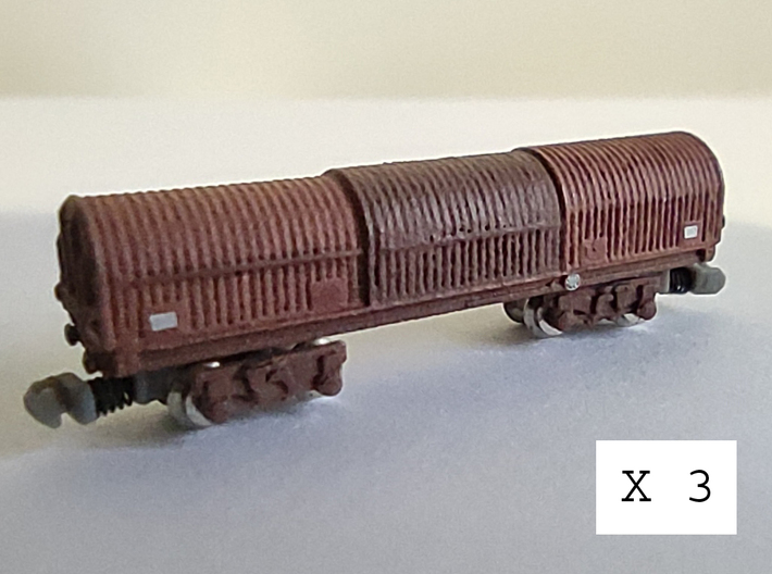 T Gauge - 1:450 Scale BYA Wagons x 3 3d printed