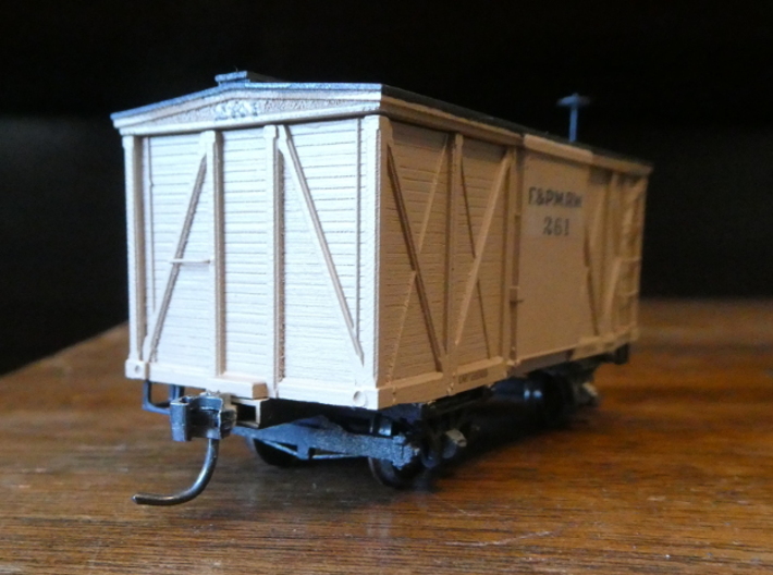 HO F&PM 4-Wheel Boxcar Kit 3d printed A truss-rodded suspension system was used under one end of the car; a single hand-operated brake beam was installed at the other.