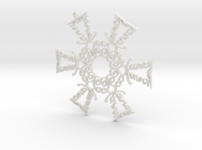 Nancy snowflake ornament 3d printed 