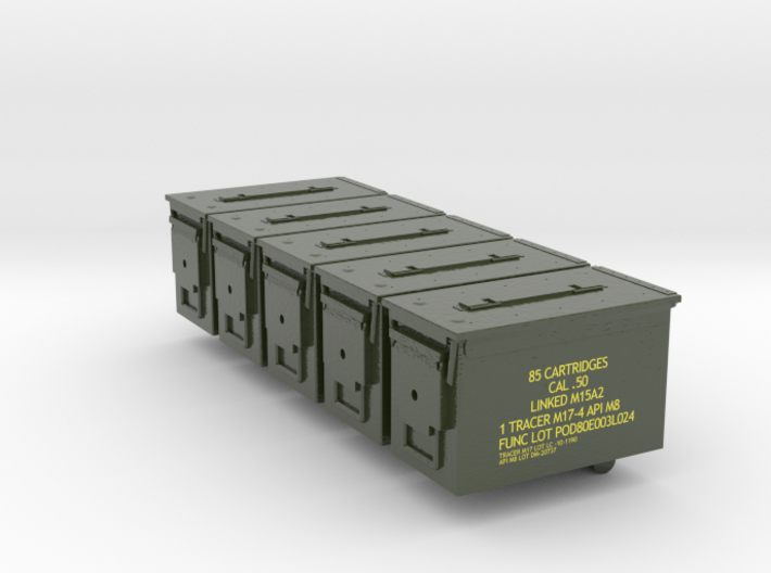 1:18 Scale .50 Cal Ammo Cans (x5) FULL COLOR 3d printed