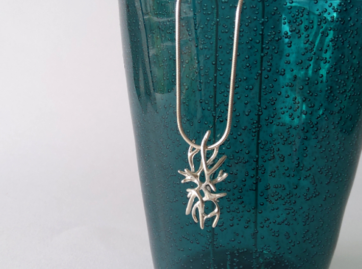 Coral Small Pendant 3d printed Silver / Argent