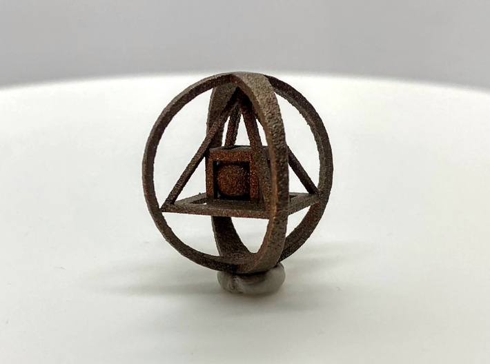 3D Philosopher's Stone Solid 3d printed Bronzed-Silver Steel product.