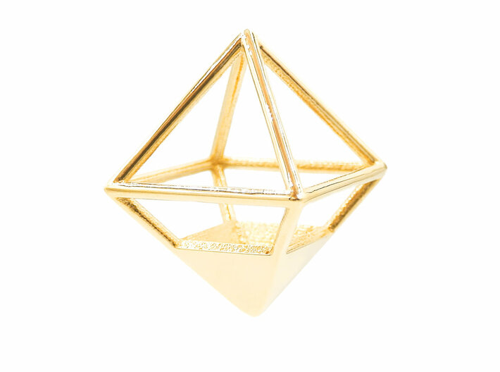 Octahedron Pendant 3d printed Octahedron Pendant - Gold Plated Brass