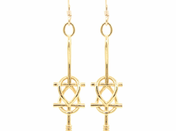 Double Ankh Earrings 3d printed Double Ankh Earrings - Gold Plated Brass