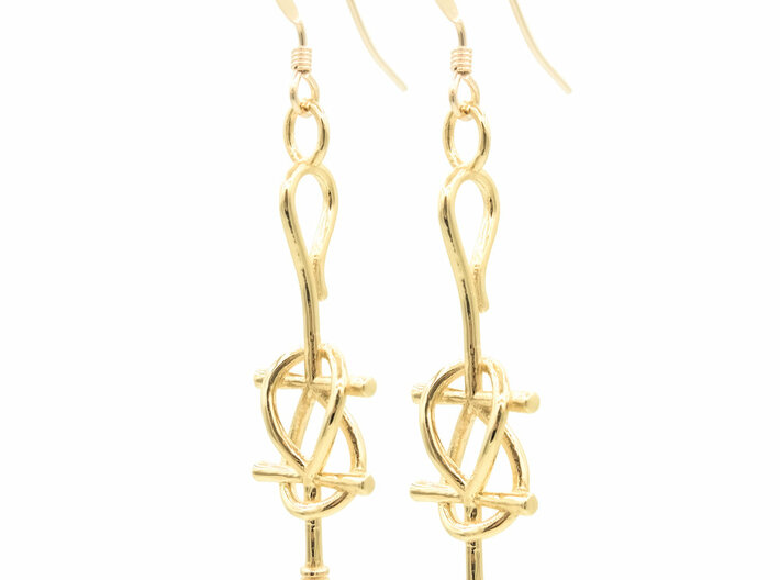 Double Ankh Earrings 3d printed Double Ankh Earrings - Gold Plated Brass