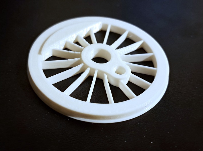 4-6-4 Drive Wheel - Gauge 1 (1/32) 3d printed White Plastic Prototype