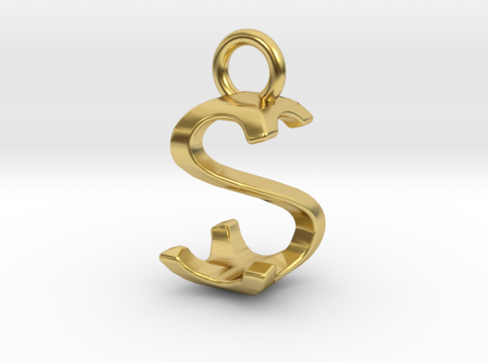 Two way letter pendant - SS S 3d printed