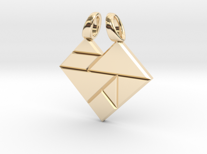 Heart tangram [pendant] 3d printed