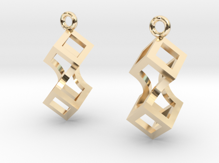 Linked cubes [earrings] 3d printed