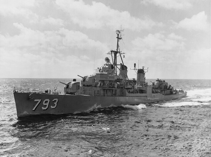 Nameplate USS Cassin Young DD-793 (12 cm) 3d printed Fletcher-class destroyer USS Cassin Young DD-793.