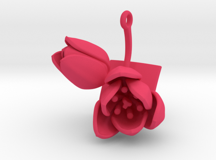 Pendant with two large flowers of the Tulip II 3d printed