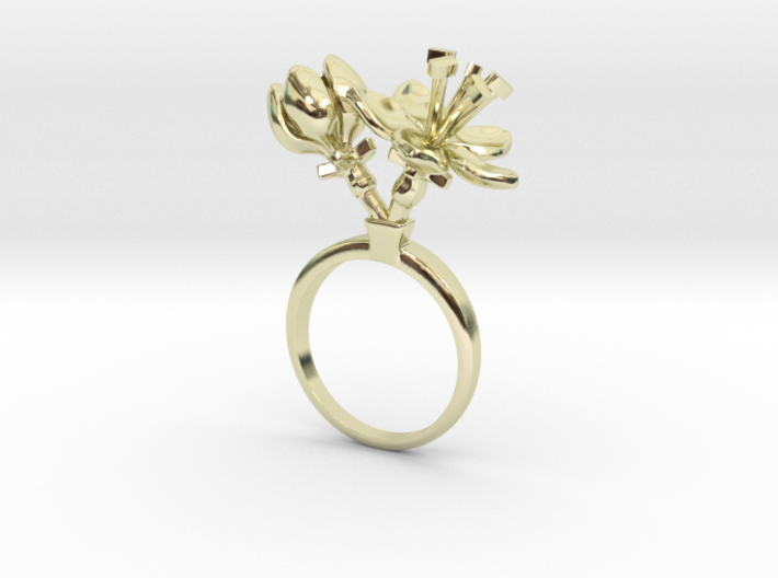 Ring with two small flowers of the Apple 3d printed