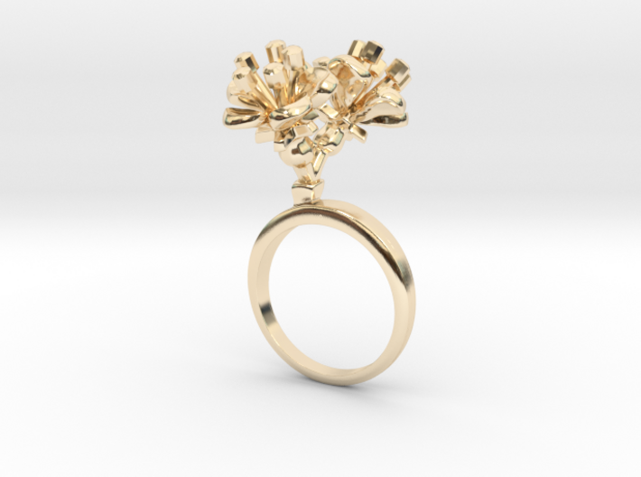 Ring with two small flowers of the Cherry L 3d printed