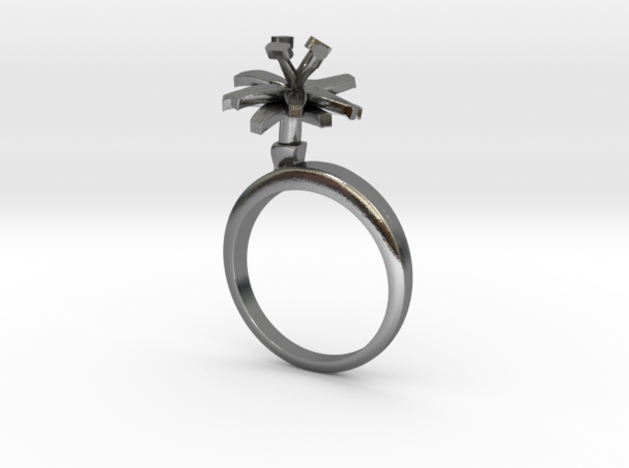 Ring with one small flower of the Chicory 3d printed