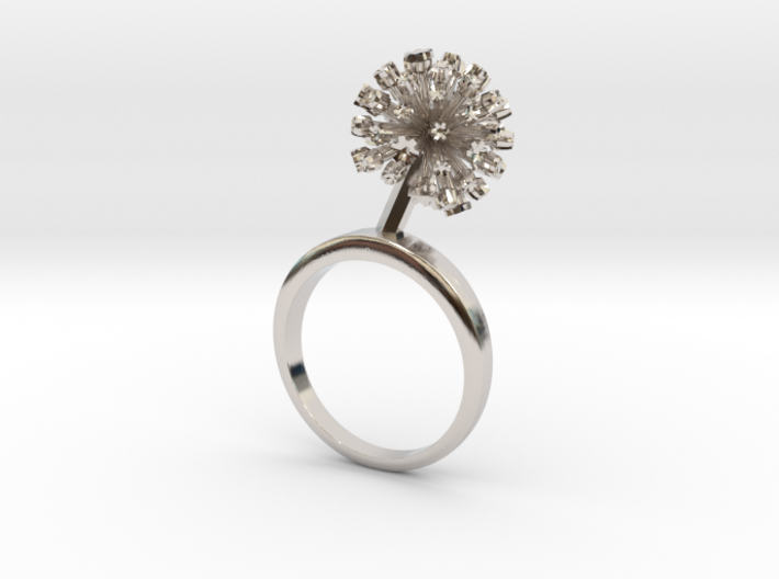 Ring with one small flower of the Garlic 3d printed
