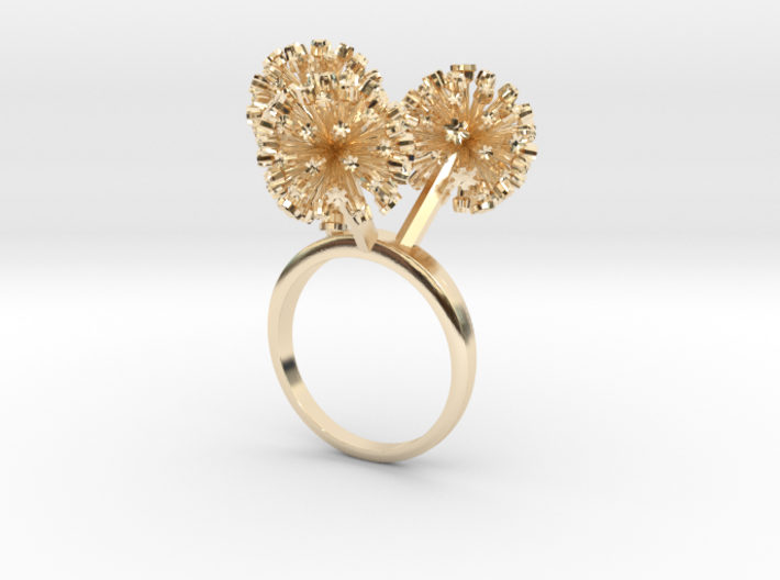 Ring with three small flowers of the Garlic 3d printed