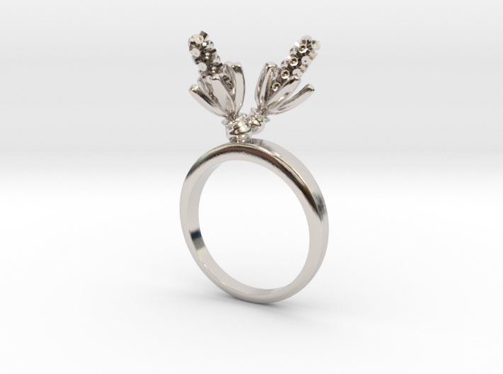 Ring with two small flowers of the Hyacinth L 3d printed
