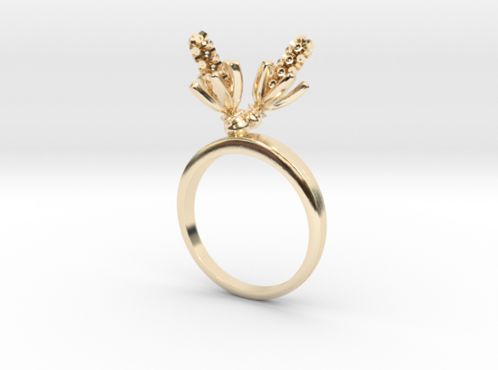 Ring with two small flowers of the Hyacinth L 3d printed
