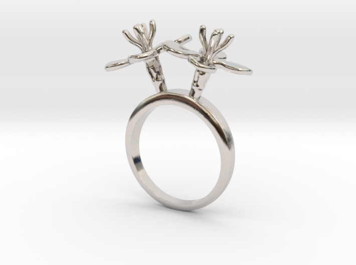 Ring with two small flowers of the Radish 3d printed