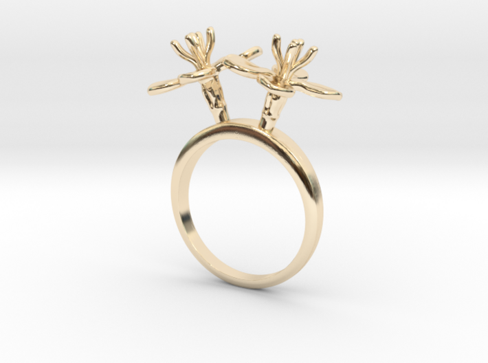 Ring with two small flowers of the Radish 3d printed