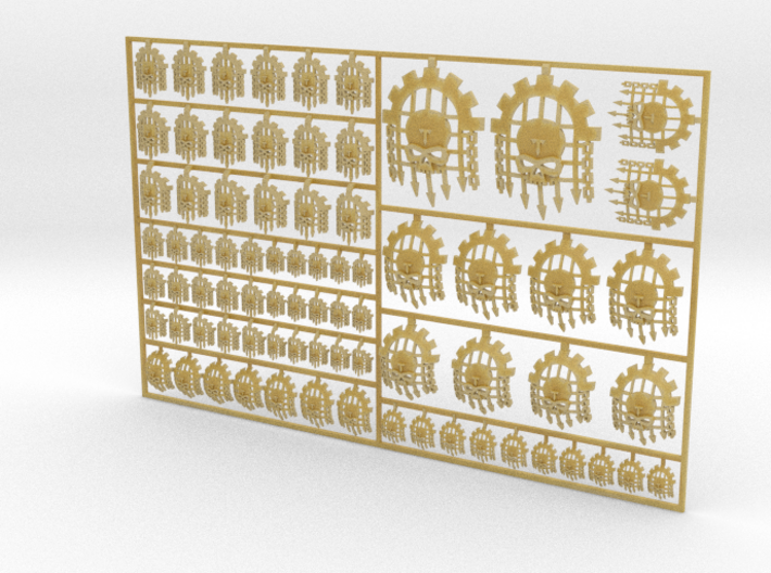 Caged Skull - Bent & Convex Insignias Set	 3d printed 