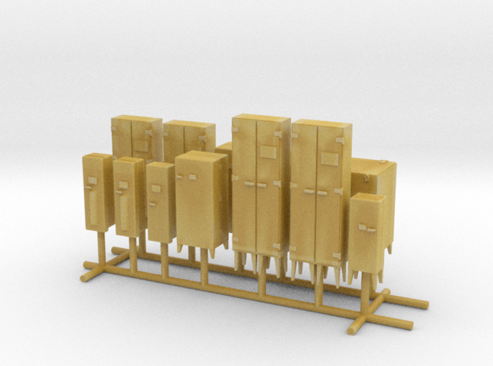 1/100 Bismarck Lower Mast Deck Lockers Set x11 3d printed
