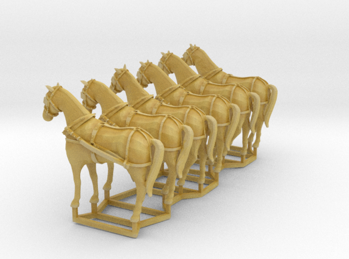 6 pack S scale horses with harnesses 3d printed 