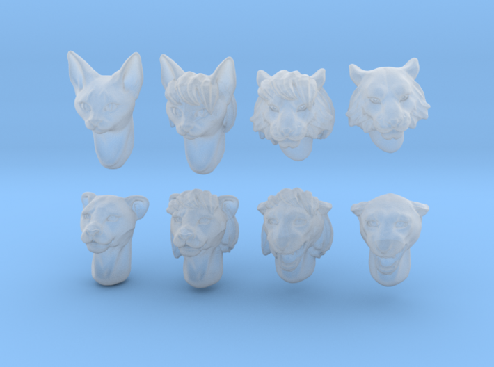 Anthropomorphic cat heads (HSD miniatures) 3d printed