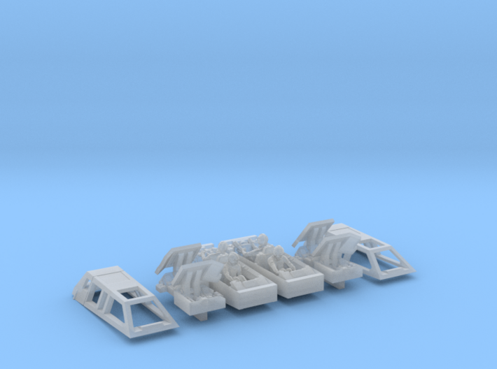 2x Snow speeders, Closed Canopy and Flaps, 1:144 3d printed 