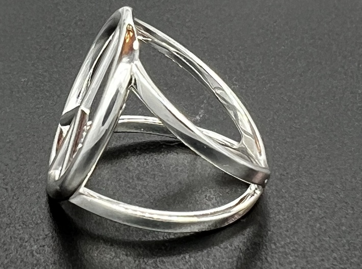 Peace Sign Ring 20 mm Diameter 3d printed Polished Silver