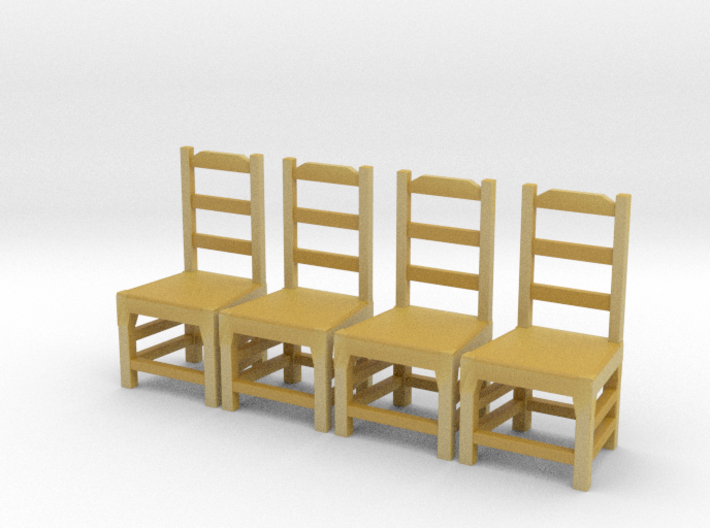 Set of 4 1:48 Simple Dining Chairs 3d printed
