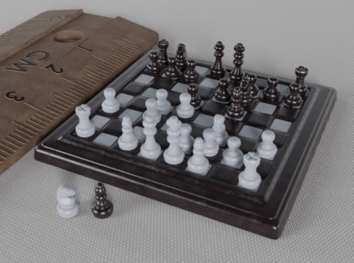 Miniature Movable Chess Pieces 3d printed Miniature Movable Chess Set Render Main