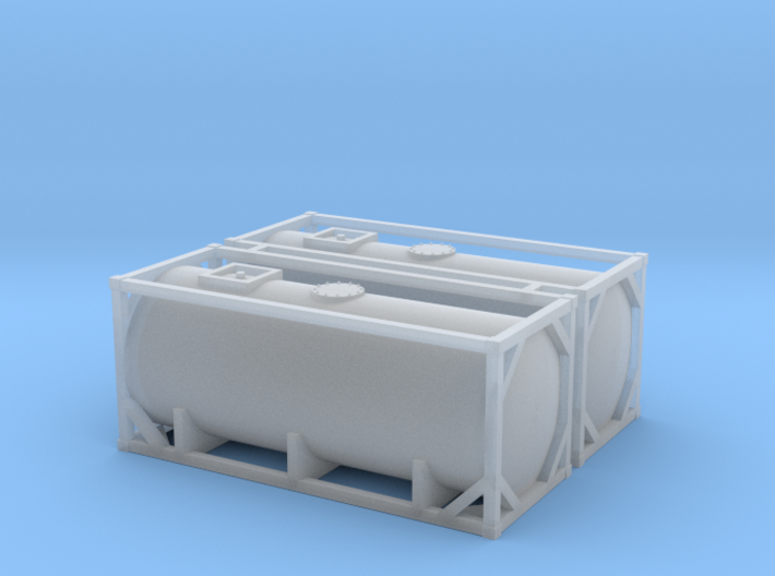 N Scale 20ft Tank Container (2pc) 3d printed