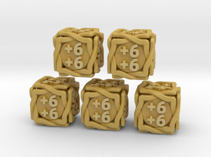 5 × 'Twined' D6 +1/+1 counters (14 mm) SOLID 3d printed