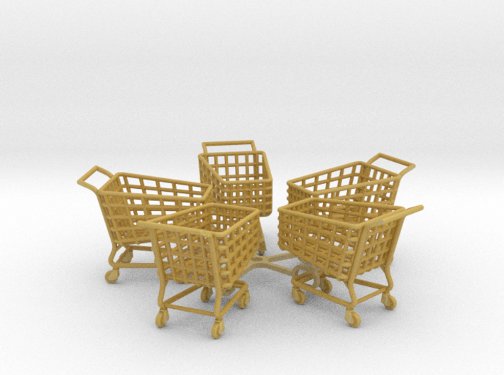 5 Miniature Shopping Trolleys (Linked) 3d printed 