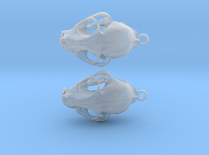 Bobcat Skull Earring Pair (2) - Horizontal Loop 3d printed