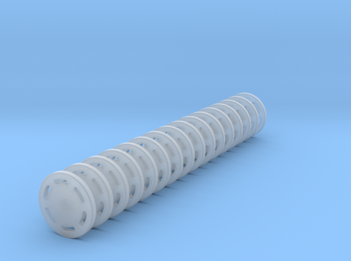 16 Handbrake Wheels for CIE Container Wagons 3d printed