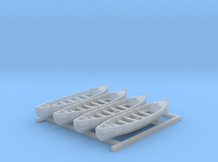1/285 (6mm) Scale Royal Navy 27ft Whalers x4 3d printed