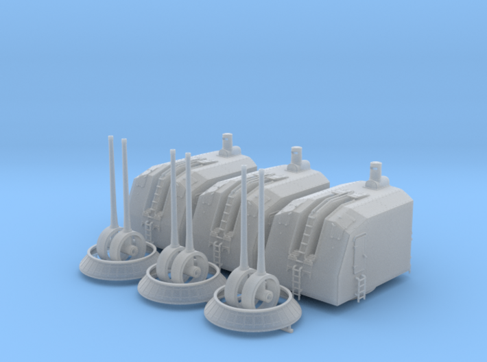 1/96 French Navy 100mm/45 (3.9&quot;) CAD Mle 1937 x3 3d printed