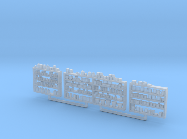 Detailed Shelving with Goods HO Scale 3d printed