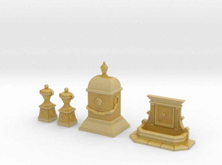 SET Wall fountain with monuments (N 1:160) 3d printed 